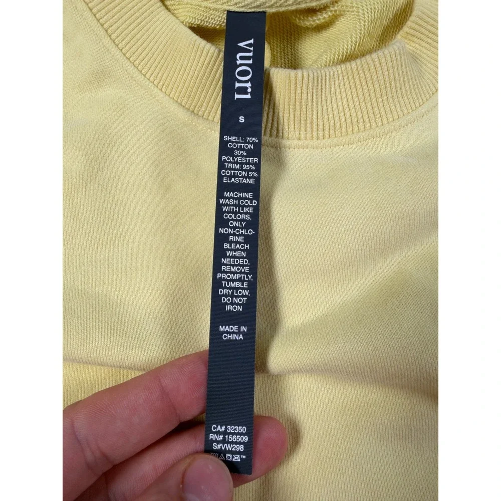 Vuori Sedona Weekender Sweatshirt Womens Small Yellow Cotton French Terry Lined - Picture 3 of 5